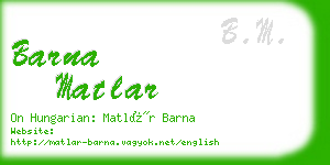 barna matlar business card